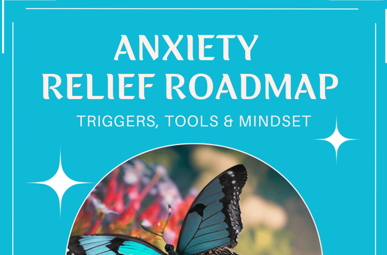 a butterfly on a blue background for anxiety relief journal
