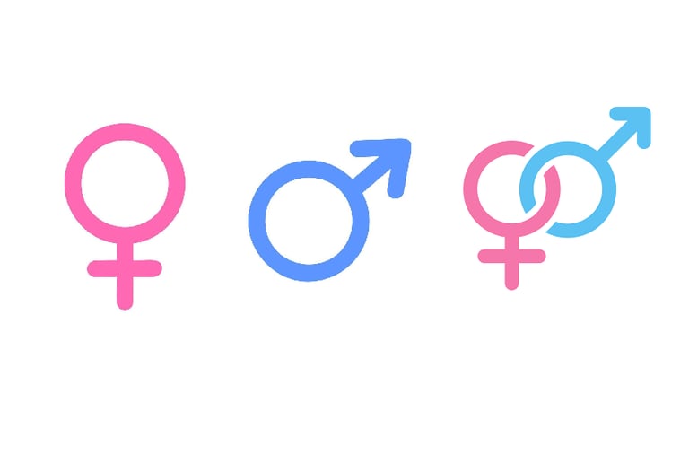Symbole fille, garcon et unisexe