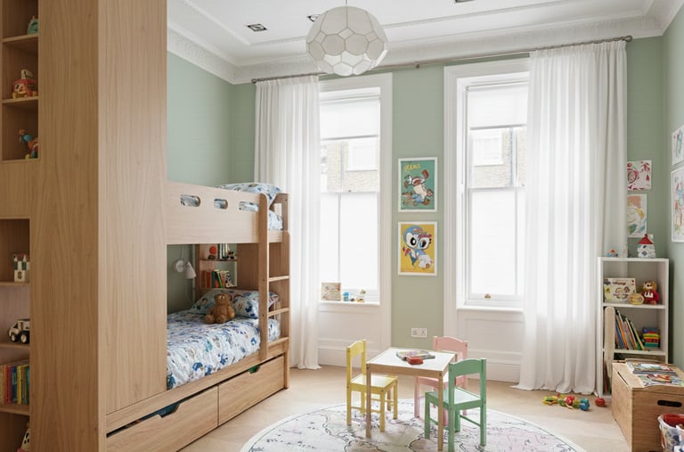 a room with a bunk bed and a bunk bed