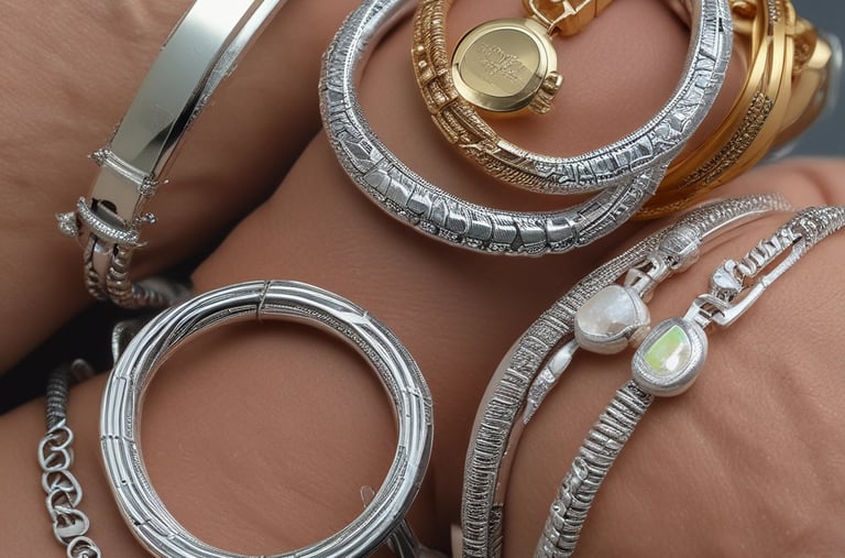 A stunning display of silver and gold-plated jewelry from Maison Alys.
