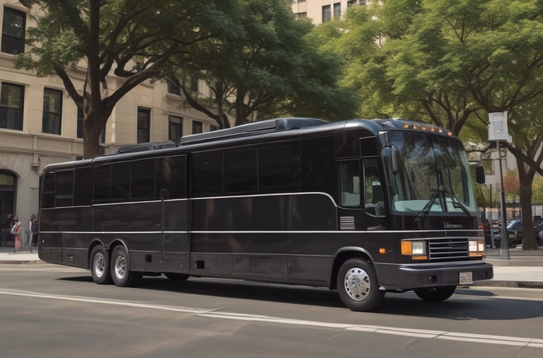 a tour bus parked on the side of the road