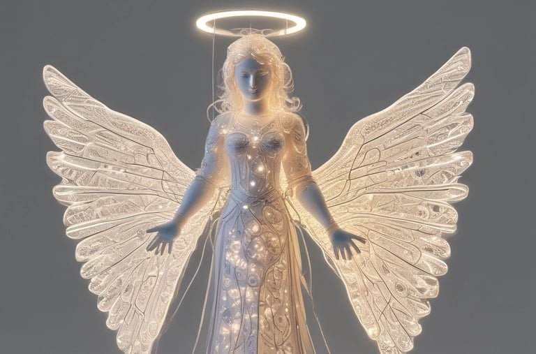 Three-dimensional LED angel figure with soft white light