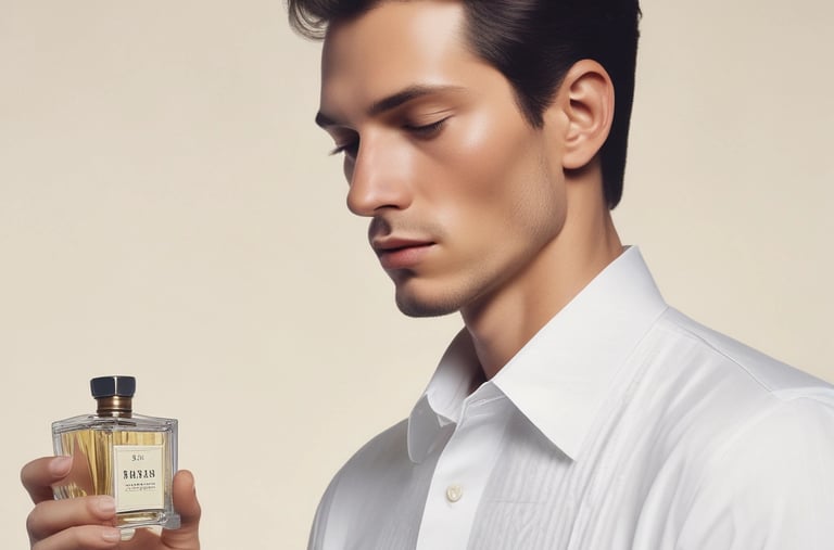 A vibrant display of personalized perfume bottles with custom labels and colorful backgrounds.