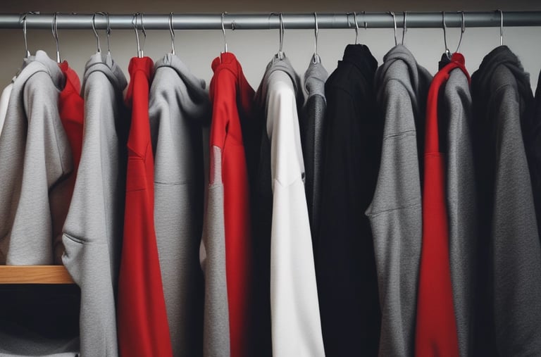 Close-up of a cozy hoodie featuring the Kirkwood Choral Parents Association emblem.