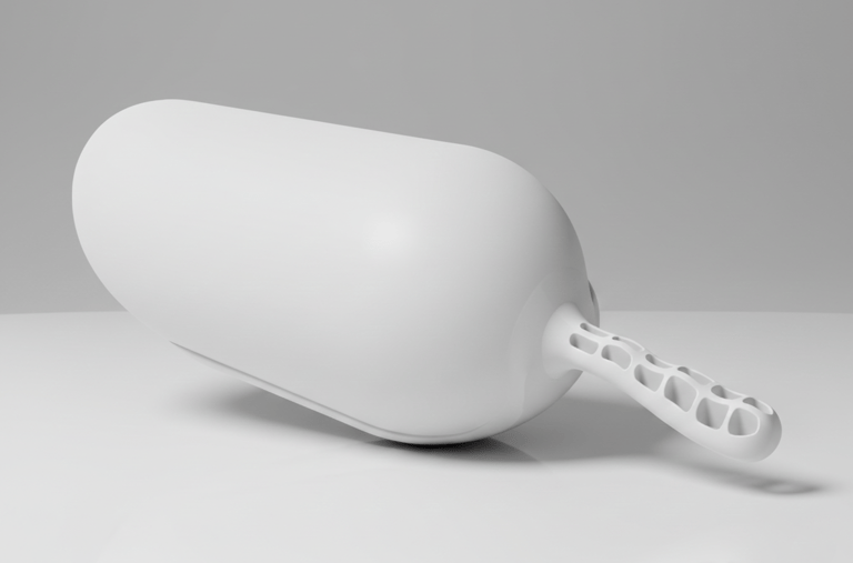 Sessola bianca isolata professionale. Realizzata in polimero alimentare certificato HACCP.