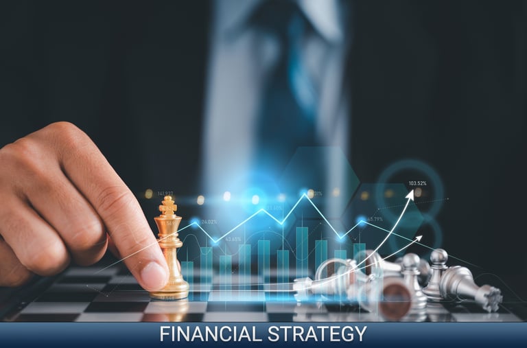 The movement of King towards a winning position in the financial race denotes Finanacial Strategy