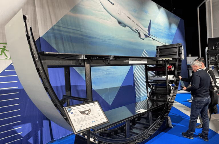 Lower half of a large thermoplastic fuselage built by GKN and Airbus