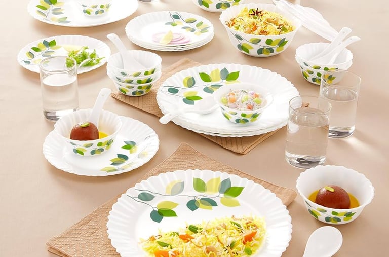 A opal ware dinner set