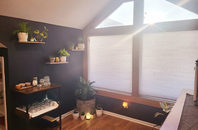 Calm and welcoming massage treatment space