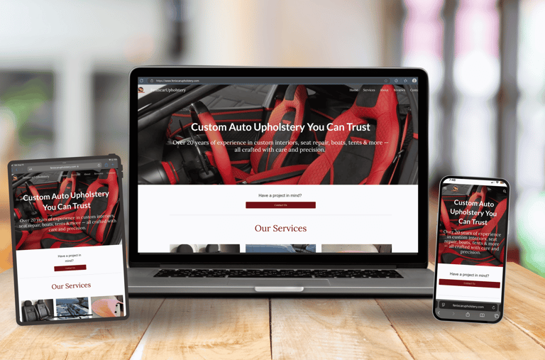 Diseño web responsivo de Solugraphic Shop en computadora, tablet y teléfono