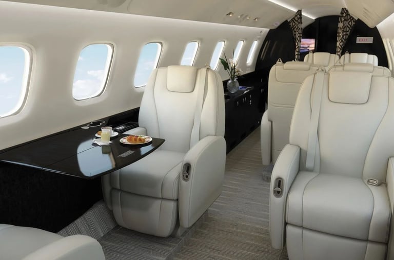 inside of a private jet