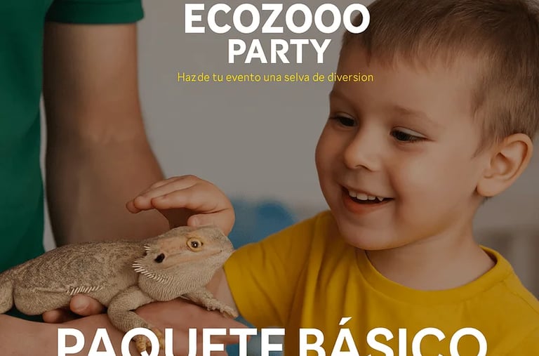 Paquete básico Ecozooo Party: +15 animales exóticos para fiestas infantiles en CDMX y Estado de México