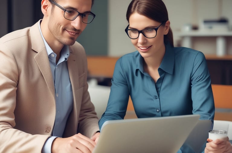 A professional reviewing energy bills with a client in a cozy office setting.