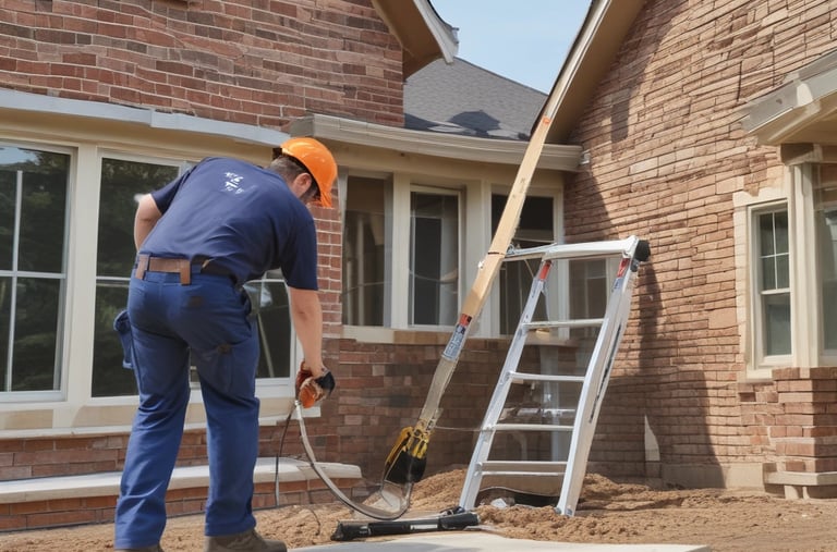 A neatly organized supply closet filled with home maintenance tools and materials.