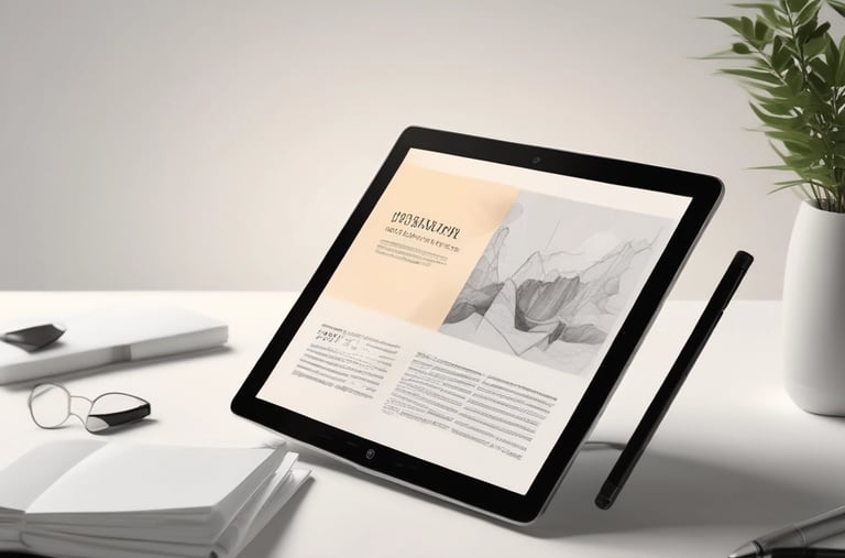 A colorful ebook cover displayed on a tablet screen.