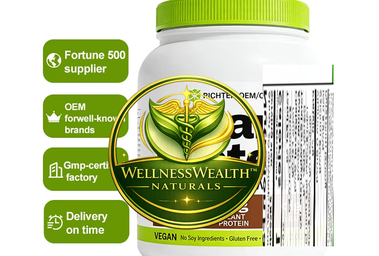 a bottle of wellness products with a label on it