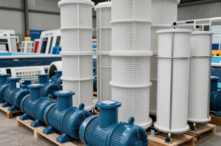 Close-up of a high-quality pool filter with water flowing through.
