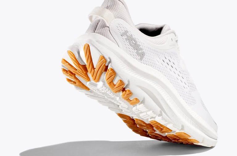 Hoka Kawana 2 running shoe in white photographed