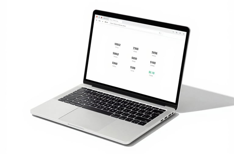 A clean laptop screen showing the hubara CRM dashboard with client list and invoices