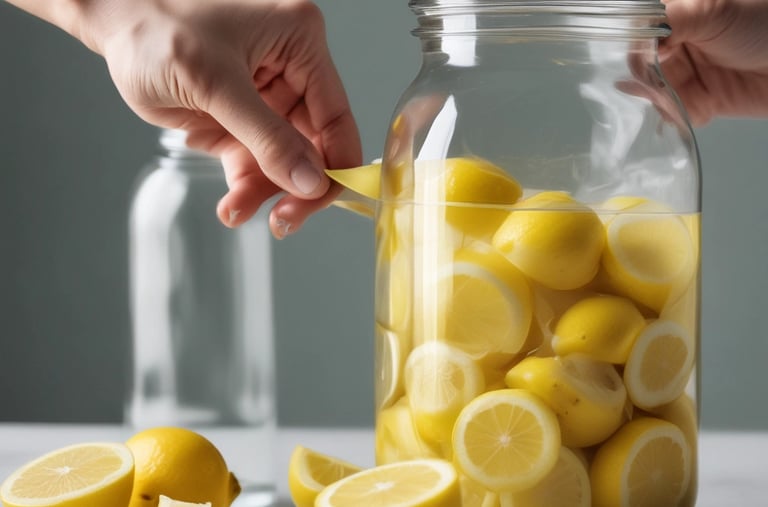 Zesty lemon pickle jar with electric lime neon accents and fiery red highlights