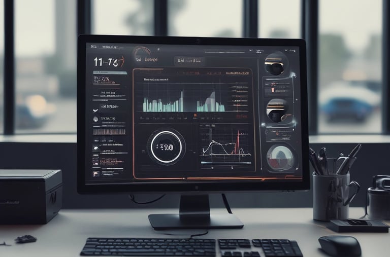 a computer monitor screen with a monitor and a keyboard
