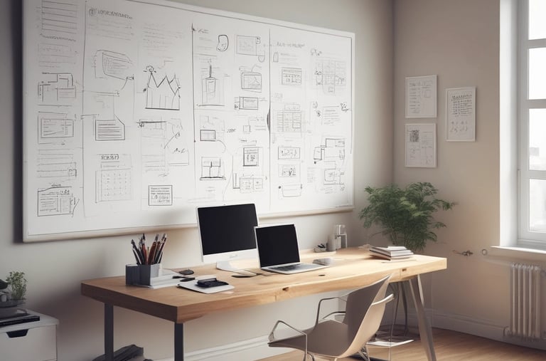Portrait of Mohammad Naved working thoughtfully at his desk with marketing charts in the background.