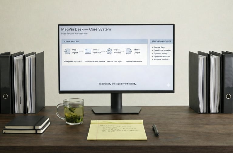 MagVin Desk v3 workspace following a full architectural rewrite focused on simplicity and control