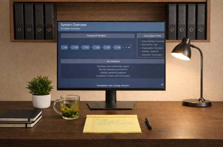 Visual overview of MagVin Desk v0 to v5 showing the evolution of a personal archive system