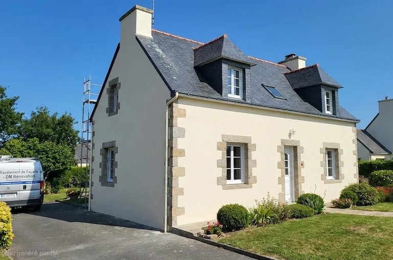 Maison bretonne après un ravalement de façade réalisé par l'artisan DM Rénovation