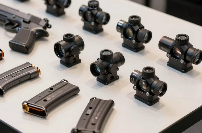 A sleek display of basketballs and sporty apparel hanging on racks under warm lighting.