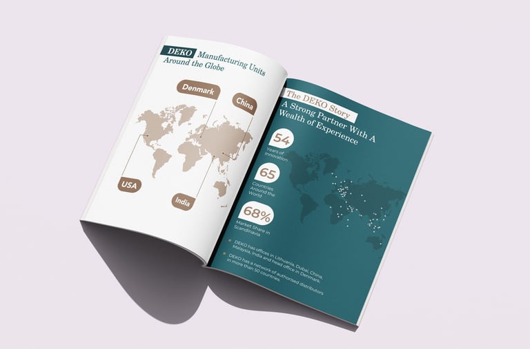 Elegant and modern brochure design for Deko Interior Design Firm, showcasing creativity and style.