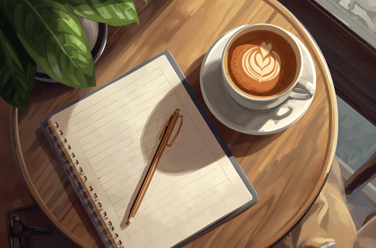 crayon cahier prendre des notes plantes café coeur chocolat chaud