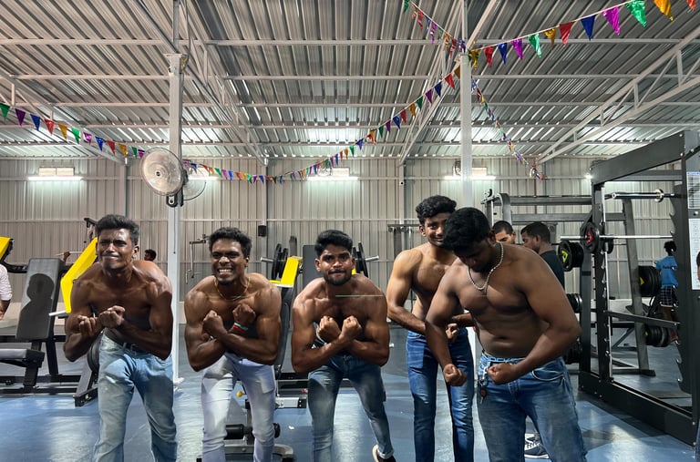uppiliapuram fitness guys flexing.