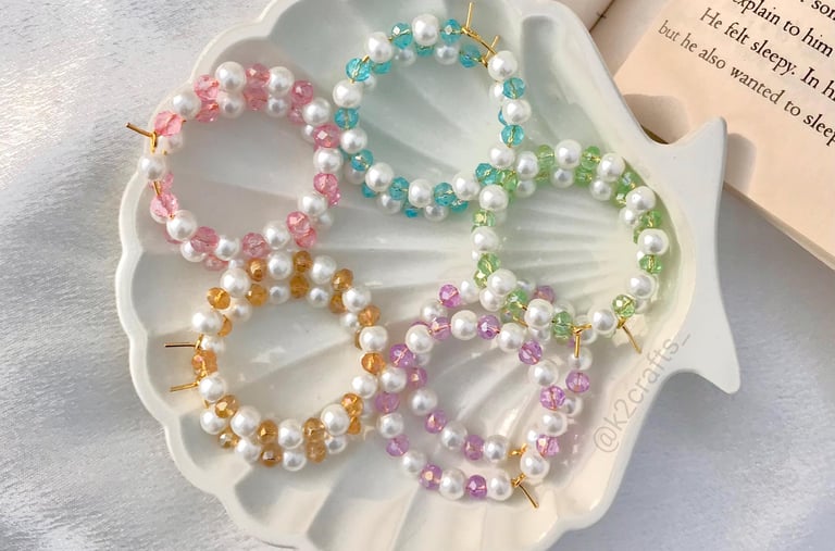 Beaded Earrings pearl earrings hoops handmade earrings pearl earrings