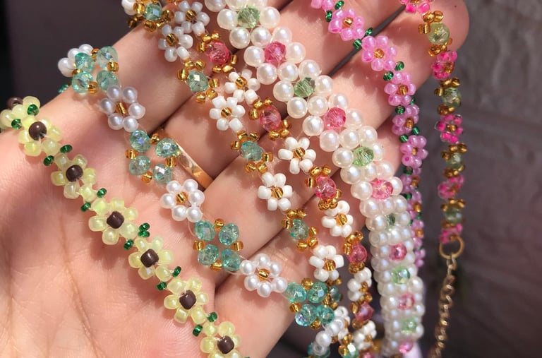Beaded Handmade Bracelets beaded flower bracelets pearl bracelets