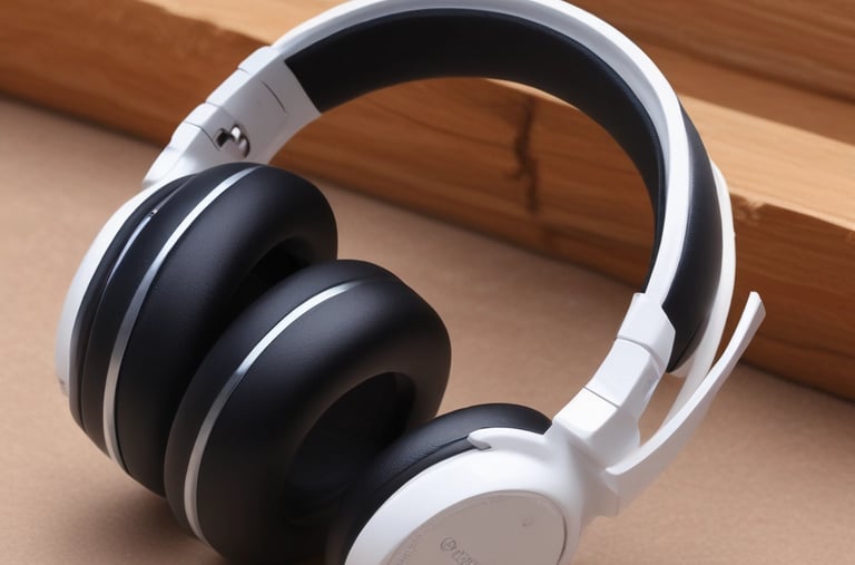 A stylish pair of Bluetooth headphones on a modern background.