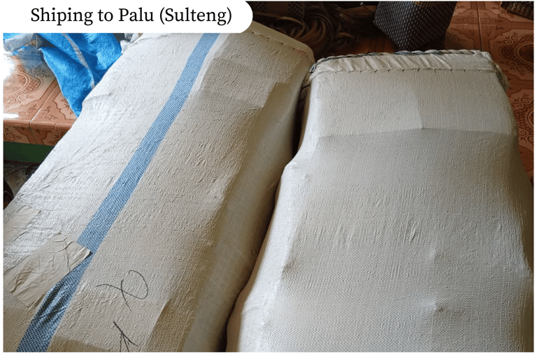 Large woven bag shipment to Palu Central Sulawesi from Craftvitas Indonesia