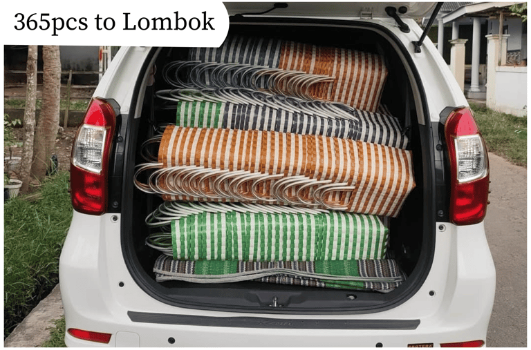 Wholesale order 365 handmade woven plastic bags delivered to Lombok from Craftvitas Indonesia