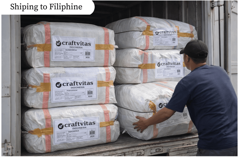 Export container of woven plastic bags to the Philippines by Craftvitas Indonesia