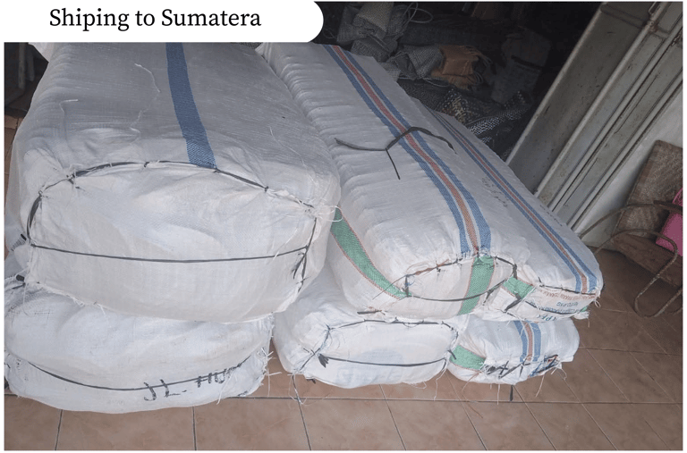 Bulk order of handmade woven plastic bags shipping to Sumatra by Craftvitas Indonesia