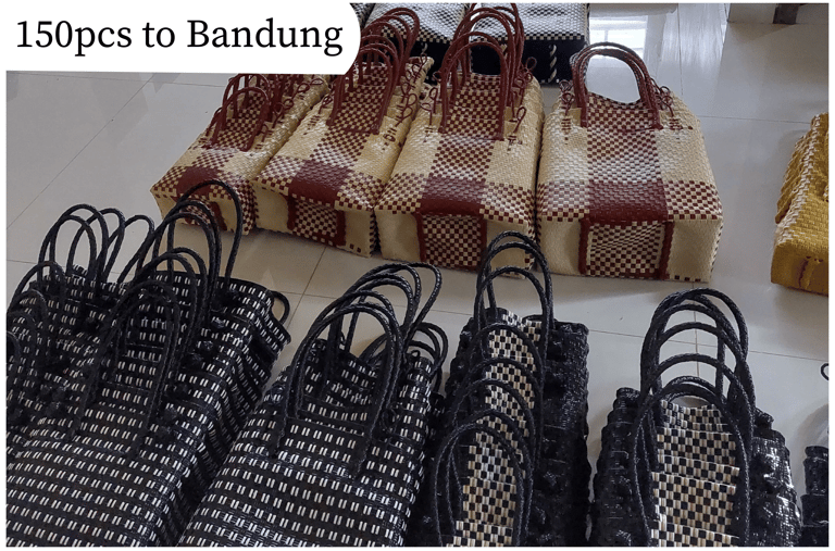 Wholesale handmade jali jali woven plastic bags 150 pcs delivery to Bandung