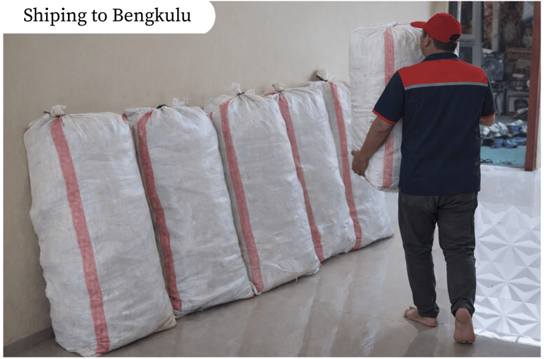 Bulk delivery of handmade woven plastic bags to Bengkulu Craftvitas Indonesia
