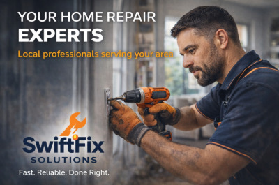 a man in a blue shirt and gloves is holding a drillet