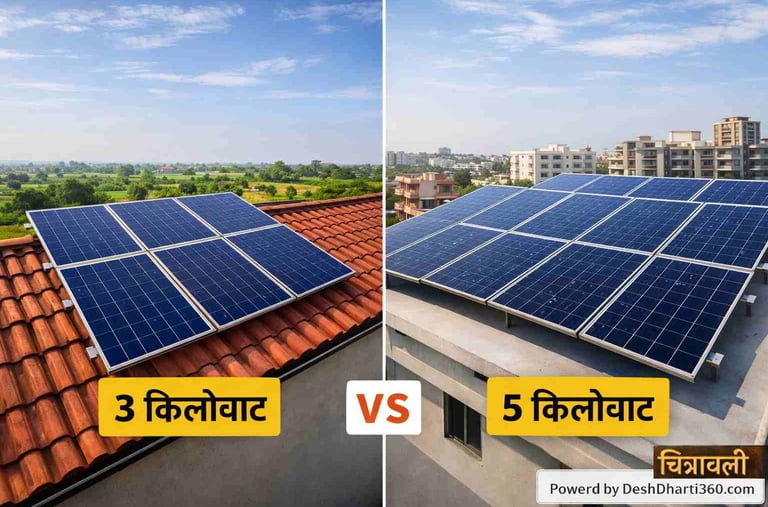 3 किलोवाट बनाम 5 किलोवाट सोलर सिस्टम