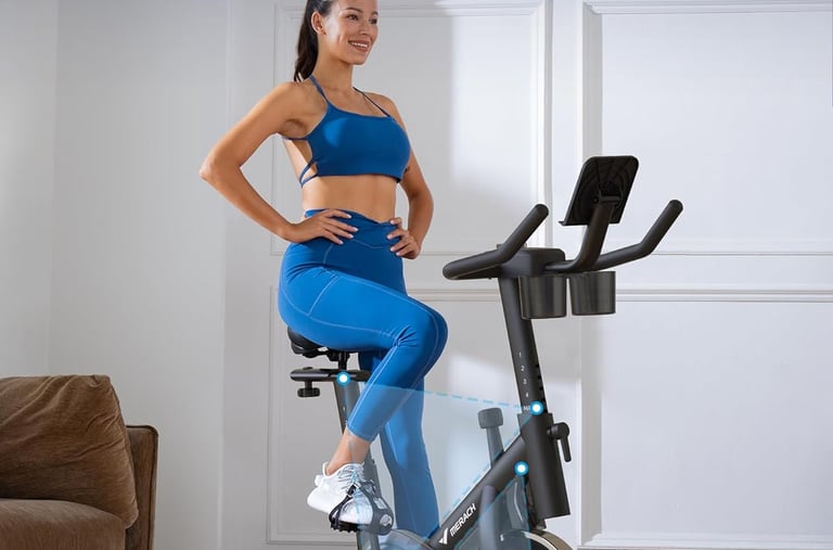 a woman in a blue top and blue pants