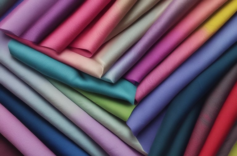 An elegant assortment of silk fabrics in different colors.