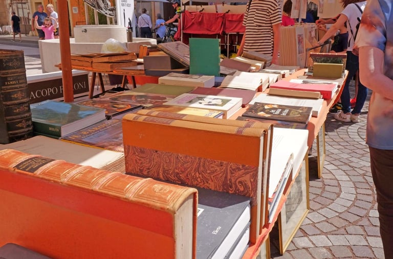 Visitatori nel centro storico durante Valeggio Contemporanea