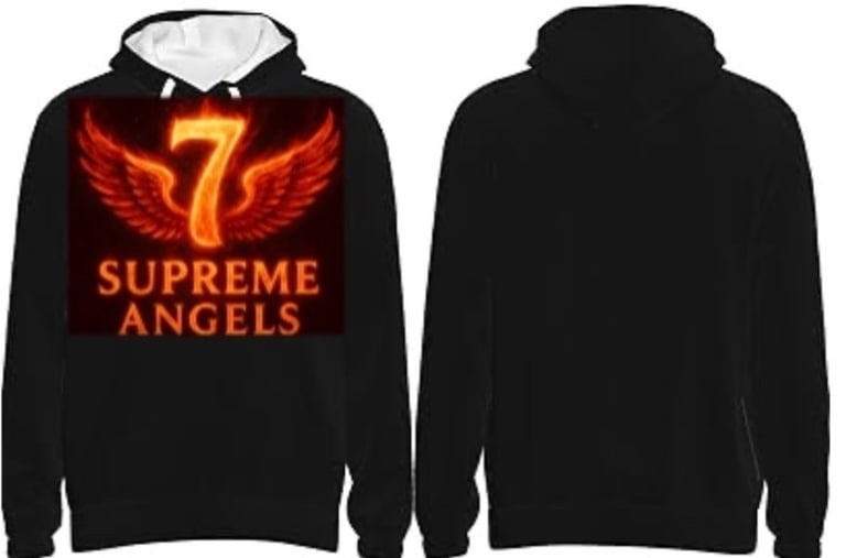 a black and red supreme supreme angels hoodie