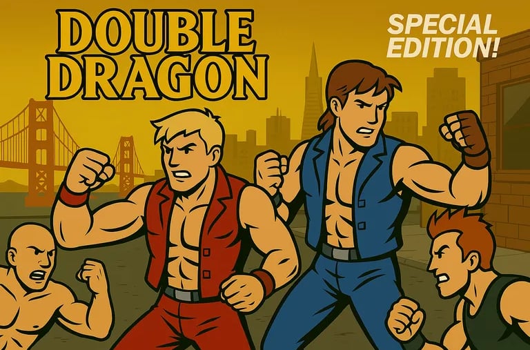 a cartoon style of a double dragon billy and jymmy
