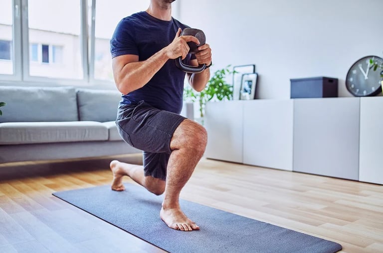 Personal trainer working with client in Austin home